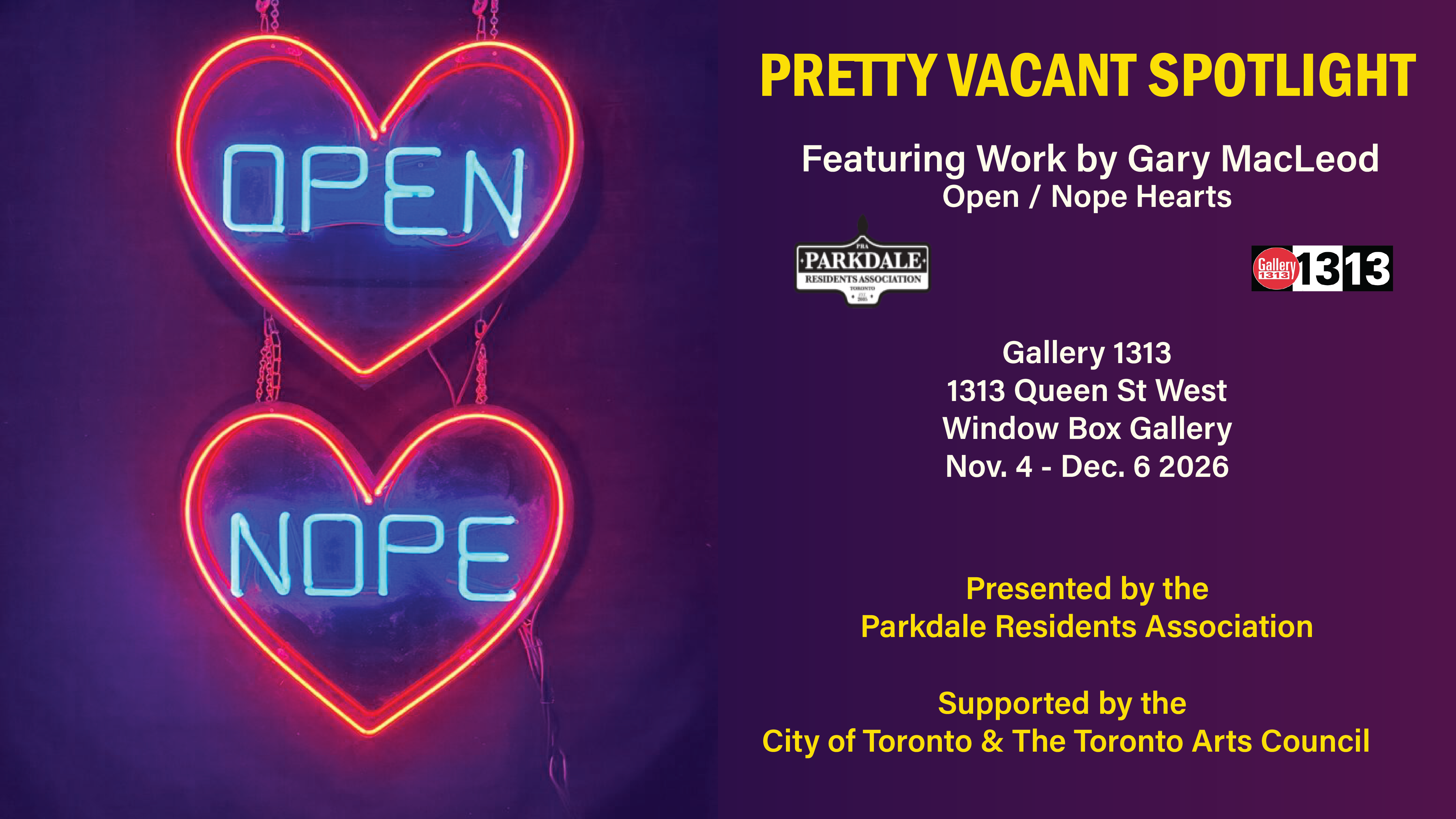 PRETTY VACANT SPOTLIGHT *04 NOV. – 06 DEC. 2026*